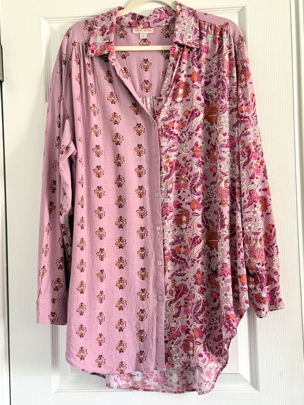 Knox Rose Pink Floral Mix-Print Button-Up Top - Picture 1 of 11